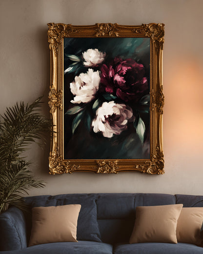 Dark Floral Moody Wall Art Print