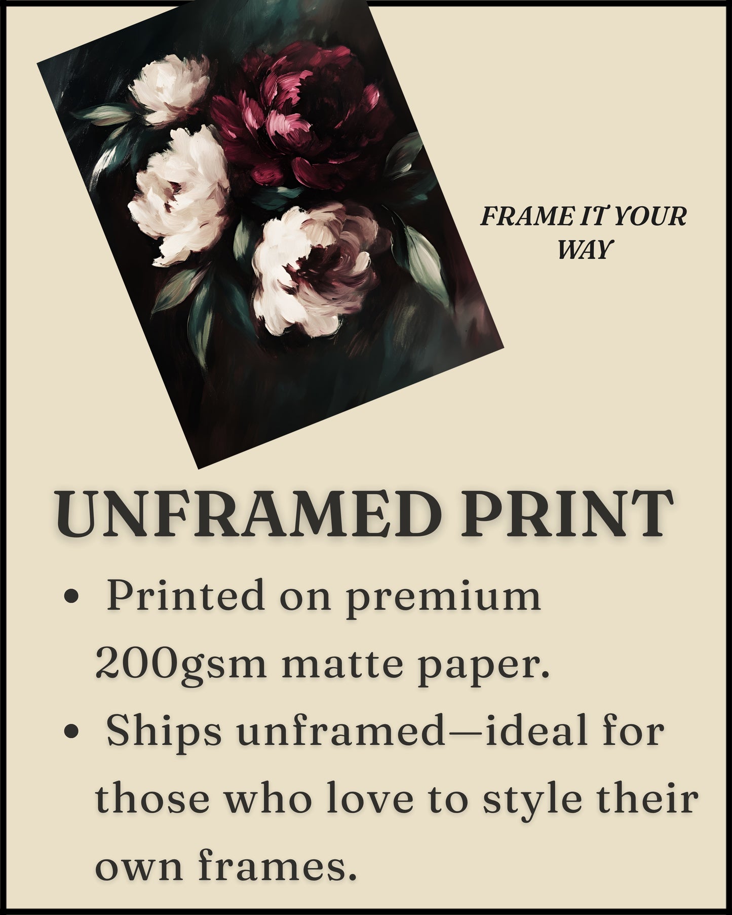 Dark Floral Moody Wall Art Print