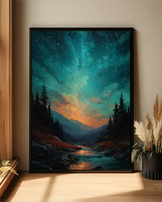Enchanted Forest Night Sky Wall Art (Poster, Canvas, Framed)