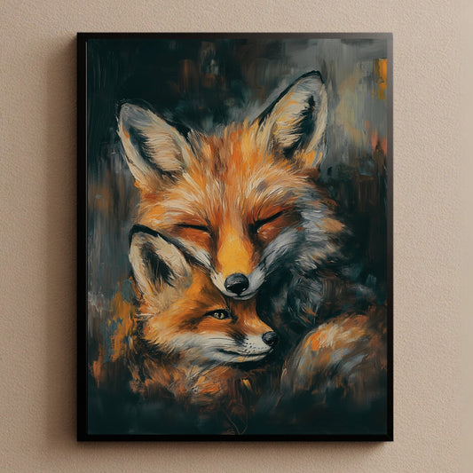Rustic Moody Vintage Fox Wall Art Print