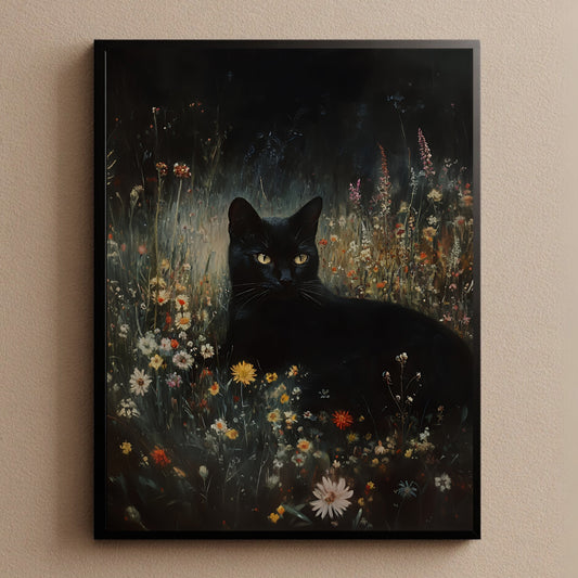 Dark Academia Cat Print Moody Cottagecore Art