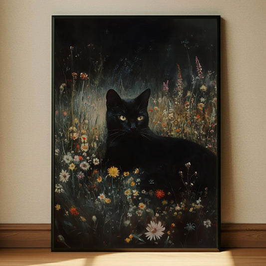 Dark Academia Cat Print Moody Cottagecore Art