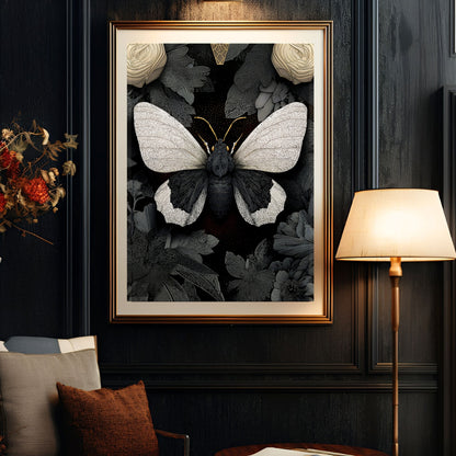 Black and White Moth Wall Art  Butterfly Print
