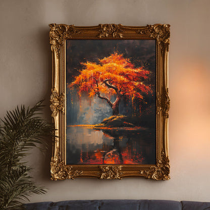 Enchanted Autumn Maple Tree Autumn Wall Art
