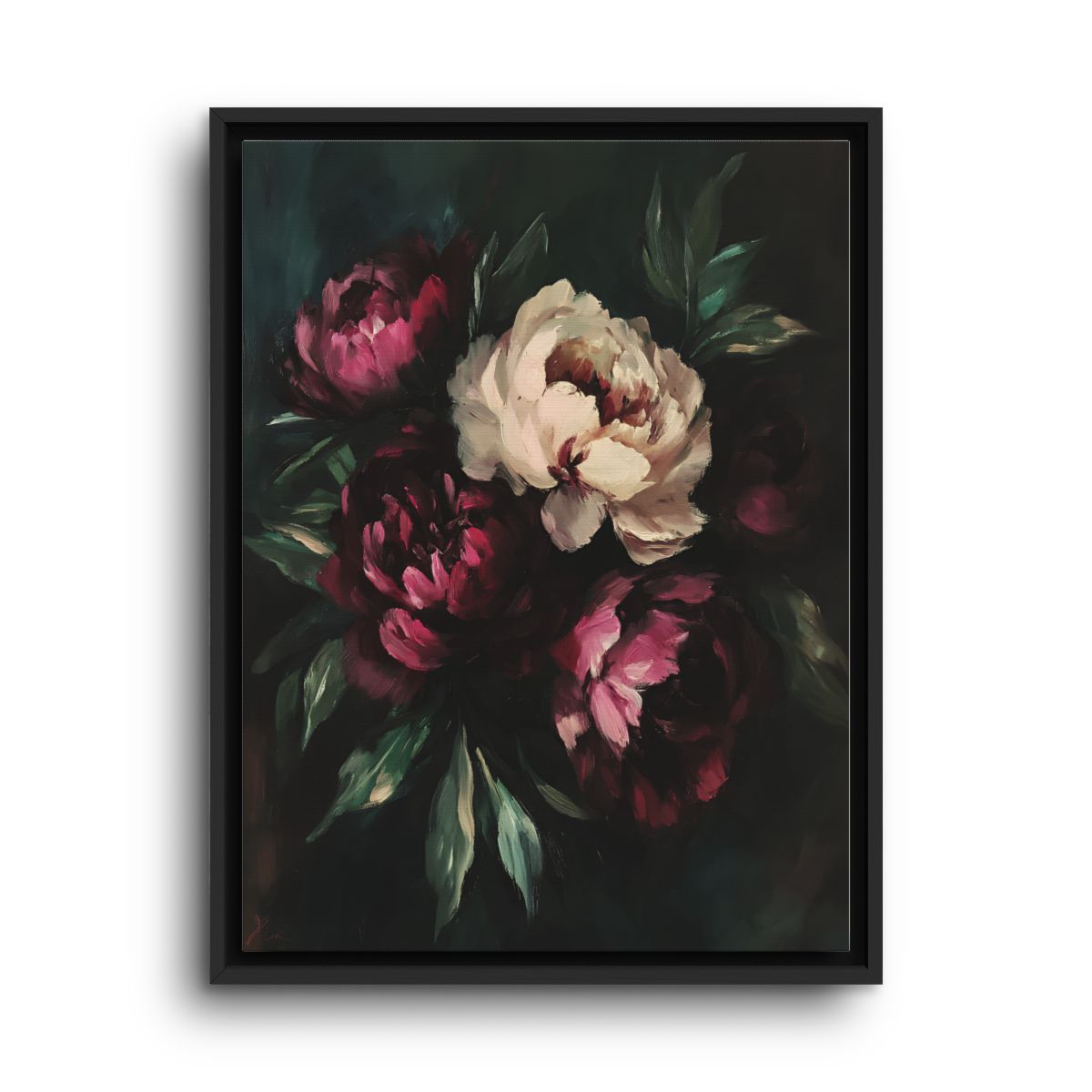 Blush Peony Canvas Wall Art – Romantic Burgundy Floral Decor