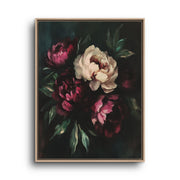 Blush Peony Canvas Wall Art – Romantic Burgundy Floral Decor
