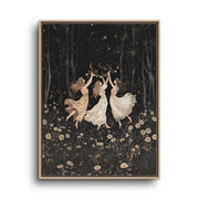 Ballerina Canvas Wall Art – Three Dancers in Dark Forest