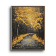 Autumn Forest Canvas Wall Art – Golden Woodland Road