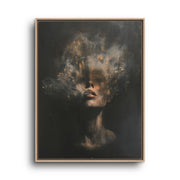 Moody Woman Portrait Canvas Wall Art – Ethereal Face in Smoke