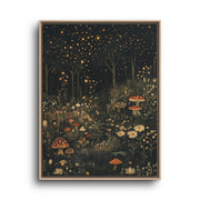 Mushroom Canvas Wall Art – Whimsical Moonlit Garden
