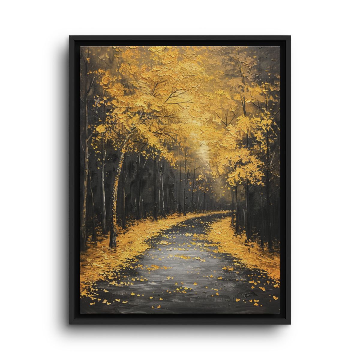 Autumn Forest Canvas Wall Art – Golden Woodland Road