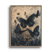 Butterfly Canvas Wall Art – Dark Neutral Botanical Insect Print