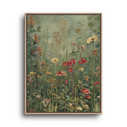Wildflower Canvas Wall Art – Sage Green Cottage Meadow