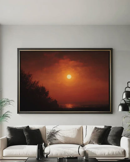 Sunset Ocean Canvas – Fiery Coastal Wall Art | Large Modern Canvas Print