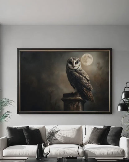 Barn Owl Art Print – Nocturnal Bird Gothic Wall Art | Dark Forest Decor