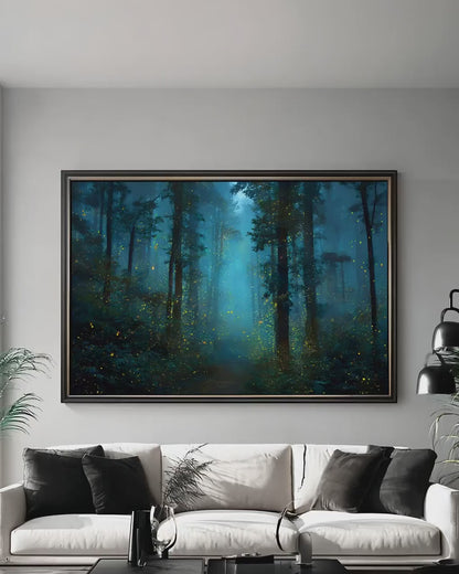 Enchanted Forest Wall Art – Firefly Wall Decor | Moody Landscape Art Print