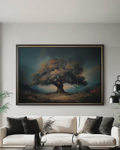 Rustic Nature Canvas – Ancient Tree Artwork | Mystical Wall Print, Earthy Tones