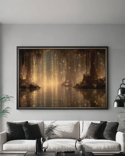 Enchanted Forest Art Print - Dark Fantasy Canvas | Mystical Night Painting