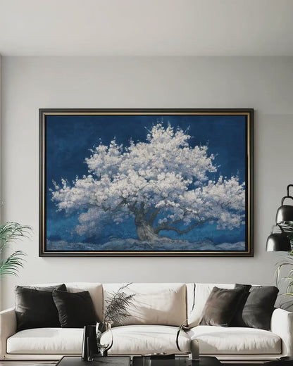 White Blossom Tree Art – Japanese Wall Art | Modern Floral Canvas Print